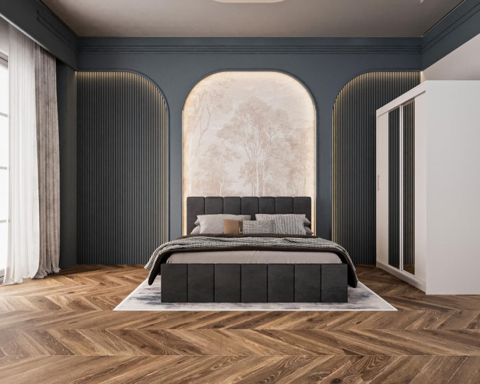 Pat Alex Gri Inchis, 160x200 cm + Dressing Alex Alb cu oglinda, 140x200 cm [2]