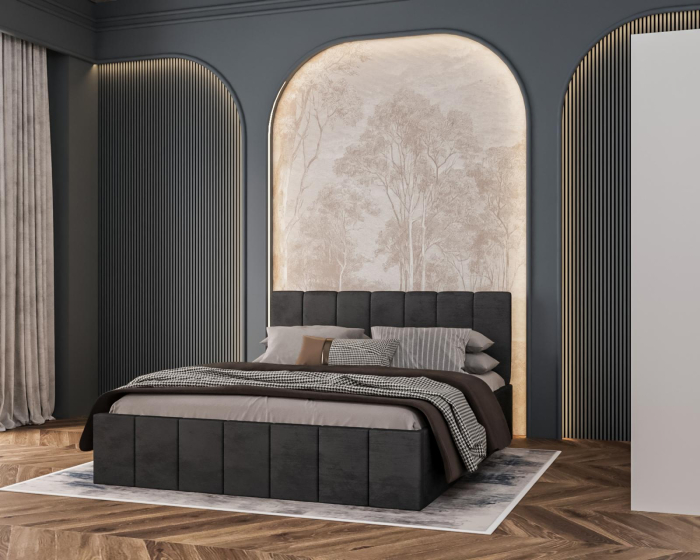 Pat Alex Gri Inchis, 160x200 cm + Dressing Alex Alb cu oglinda, 140x200 cm [3]