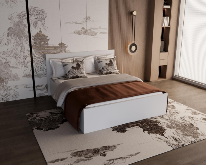 Pat Elis cu saltea, 160x200 cm, Alb, Pal 18 mm [3]