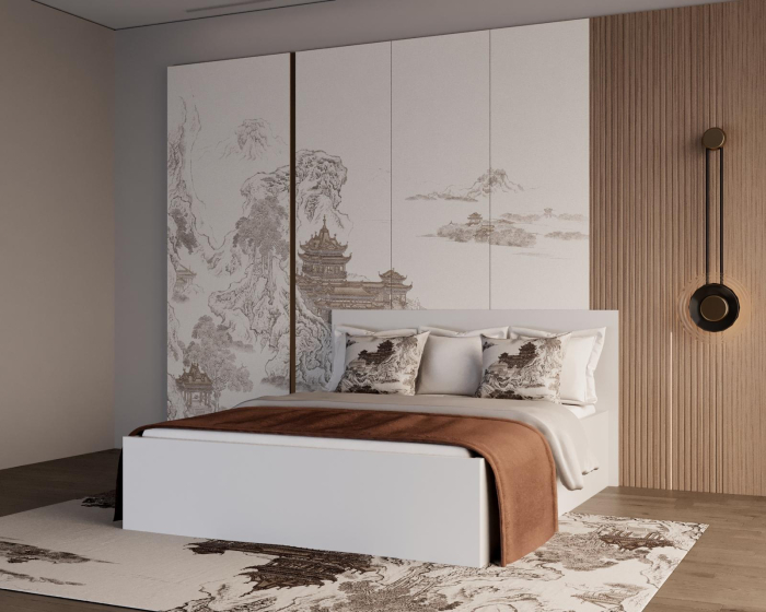 Pat Elis cu saltea, 160x200 cm, Alb, Pal 18 mm [4]