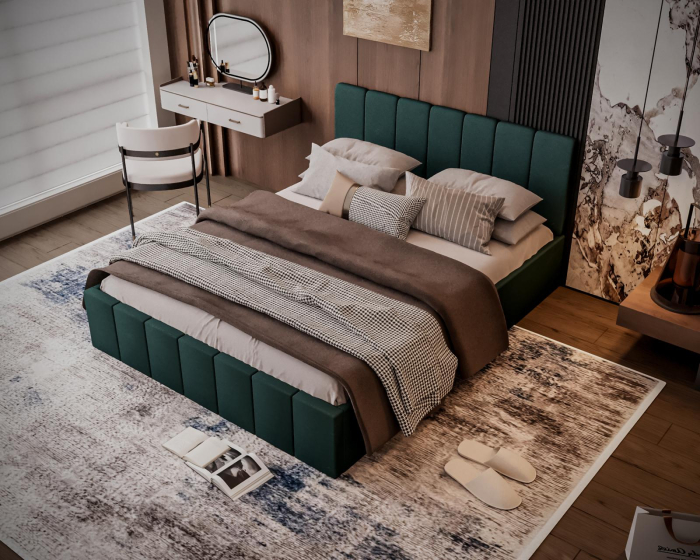 Pat tapitat Alex, 140x200 cm, Verde [2]