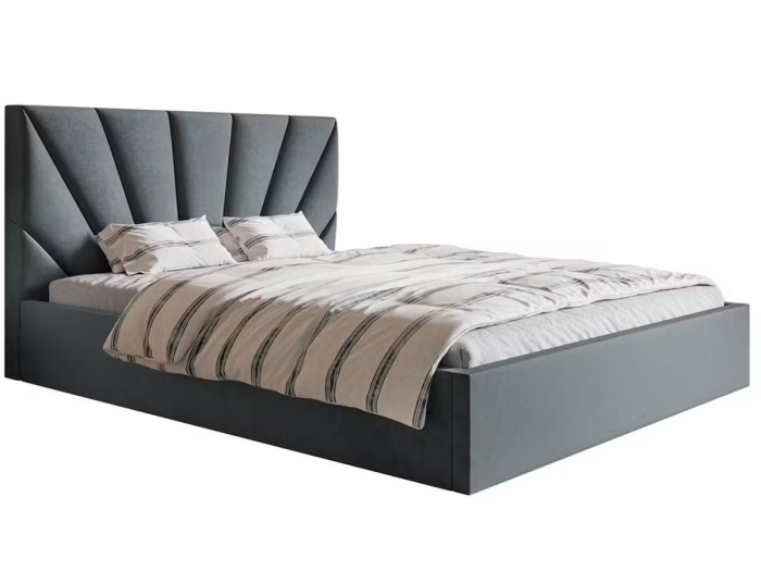 Pat tapitat Cami cu saltea , 180x200 cm, Gri inchis [3]