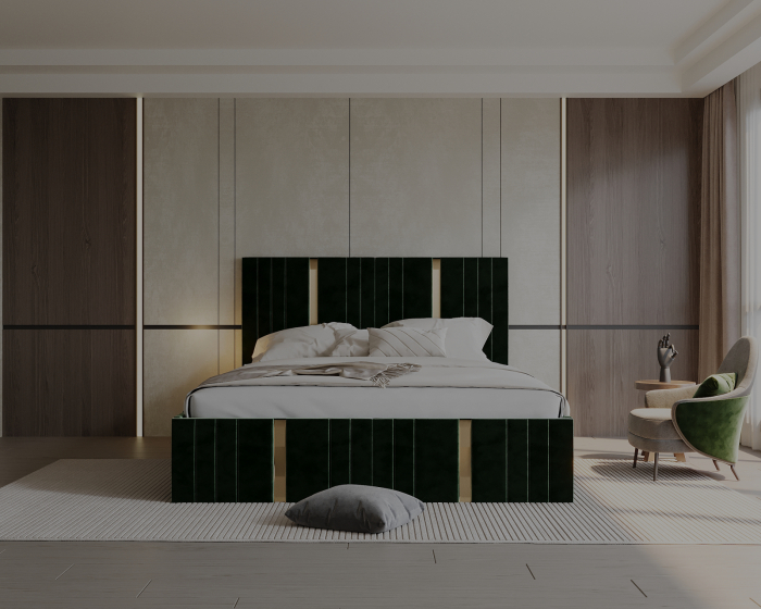 Pat tapitat Sebastian, 160x200 cm, Verde [3]