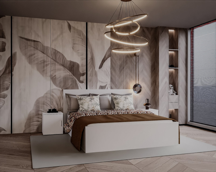 Set Dormitor Elis cu oglinda, 160x200cm, Alb, Pal 18 mm [4]