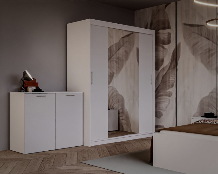 Set Dormitor Elis cu oglinda, 160x200cm, Alb, Pal 18 mm [2]