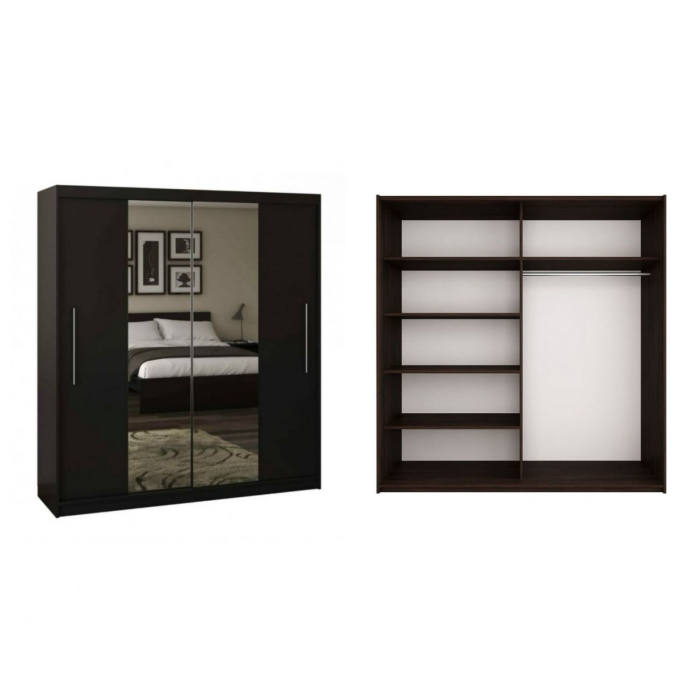 Set Dormitor Elis cu oglinda, 180x200cm, Wenge, Pal 18 mm [4]