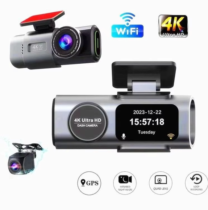 Camera Auto DVR A309, Camera de bord ultracompacta, 4K, 2160P, Inregistrare in bucla, Vedere nocturna, G-Sensor, Instructiuni vocale, Unghi filmare 170°, Camera video marsarier inclusa in pachet [4]