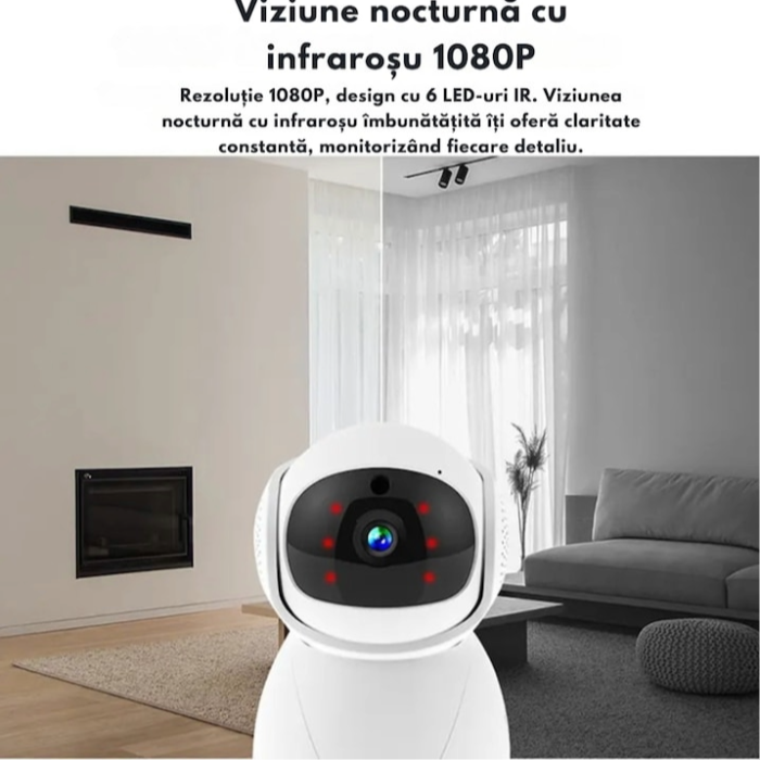 Camera supraveghere, microfon bidirectional. alb, Focus Q5 Wi-Fi cu Pan/Tilt 360 grade, FHD, IR10m, detectarea miscarilor, Night Vision, Mod Privacy, card microSD, stocare Cloud, Rotire orizontala 350 [2]