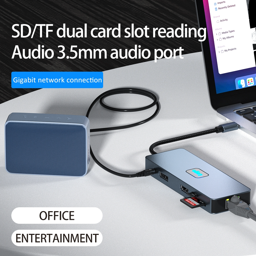 Hub Adaptor Multiport Justlink 11 in 1 USB-C 3.2 HDMI 4K60Hz / DP 4K60Hz / VGA 1080P60Hz / RJ45 Ethernet 1000Mbps Gigabit / 3 x USB 3.2 [4]