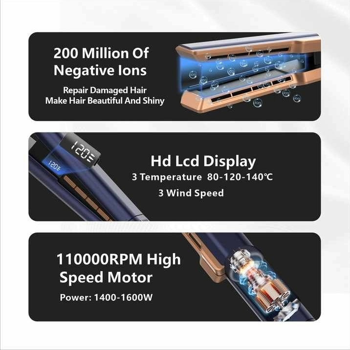 Placa de intins parul cu aer cald 2 in 1 Mesky Airflow, design modern, patent recunoscut, tehnologie avansata pentru uscare si indreptare simultana, eliberare de ioni negativi, protectie pentru toate [7]