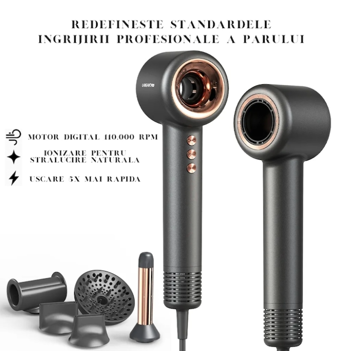 Uscator Profesional Lansam Pro LS6001  ,5 accesorii incluse si geanta de transport customizata 5 trepte de caldura 4 trepte [2]