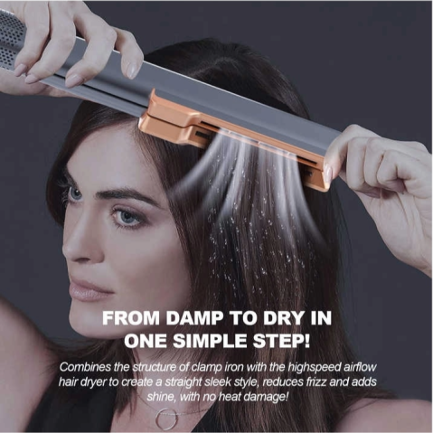 Placa de intins parul cu aer cald 2 in 1 Mesky Airflow, albastru, design modern, patent recunoscut, tehnologie avansata pentru uscare si indreptare simultana, eliberare de ioni negativi, fara daune ca [2]