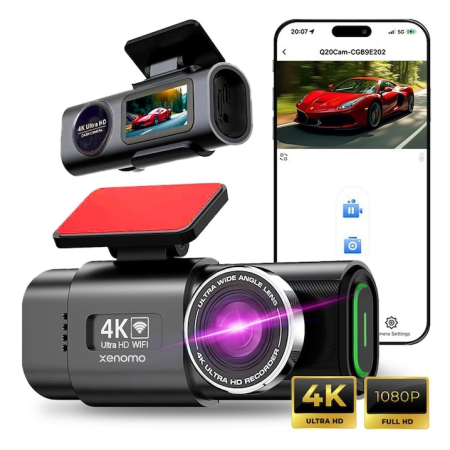 Produse - Camera Auto DVR A309, Camera de bord ultracompacta, 4K, 2160P, Inregistrare in bucla, Vedere nocturna, G-Sensor, Instructiuni vocale, Unghi filmare 170°, Camera video marsarier inclusa in pachet