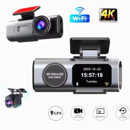 Camera Auto DVR A309, Camera de bord ultracompacta, 4K, 2160P, Inregistrare in bucla, Vedere nocturna, G-Sensor, Instructiuni vocale, Unghi filmare 170°, Camera video marsarier inclusa in pachet [1]