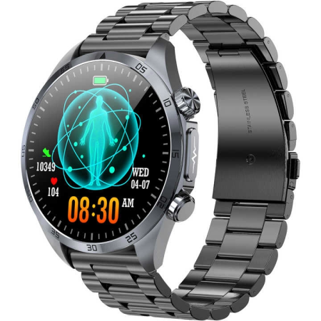 Ceas smartwatch, Valdus VE57 Pro, Amoled 466x466 tensiune arteriala, terapie cu impulsuri, monitorizare saturatie oxigen si glucoza, EKG, termometru, monitorizare somn, IP68, negru, 2 curele incluse [2]