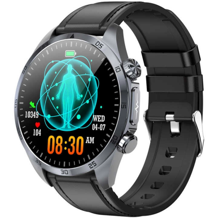 Ceas smartwatch, Valdus VE57 Pro, Amoled 466x466 tensiune arteriala, terapie cu impulsuri, monitorizare saturatie oxigen si glucoza, EKG, termometru, monitorizare somn, IP68, negru, 2 curele incluse [1]