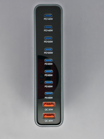 Statie de incarcare cu 10 porturi 800 W, USB-C pana la 140W, USB-A QC 30W Incarcator Compact pentru mai multe Dispozitive, Compatibil cu Laptopuri, iPhone 15/16, Galaxy, PS5 [6]