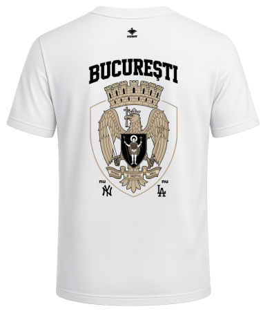 Tricouri - Tricou Bucuresti spate, alb, PAT187