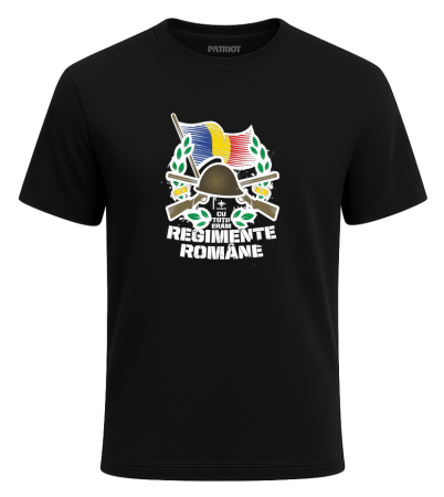Tricou - Tricou Regimente Române, negru, PAT56