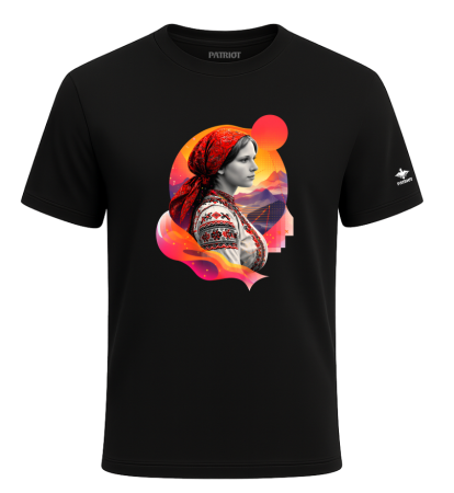 Tricouri - Tricou Româncuță, negru, PAT167