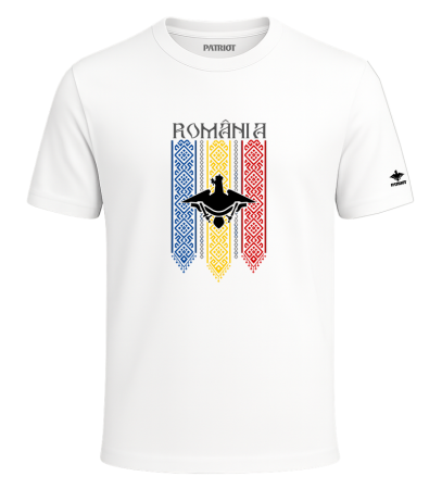Tricouri - Tricou Romania Arhaic, alb, PAT160