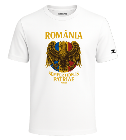 Produse - tricou alb romania acvila tricolor semper fidelis patriot