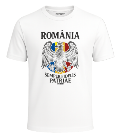 Tricou - Tricou România Semper fidelis 2, alb, PAT09