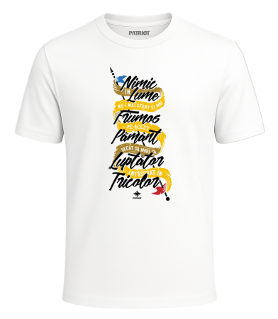 Tricou - Tricou Șoim român, alb, PAT70