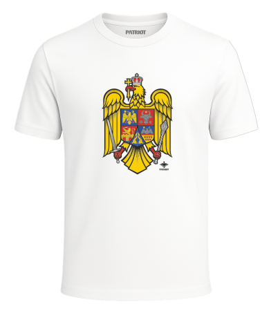 Tricou - Tricou Stema României, alb, PAT66