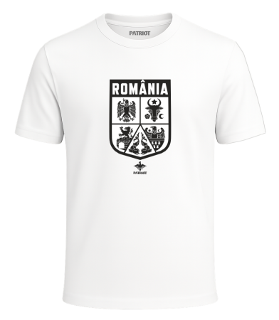 Tricou - Tricou Stema României Regiuni, alb, PAT51