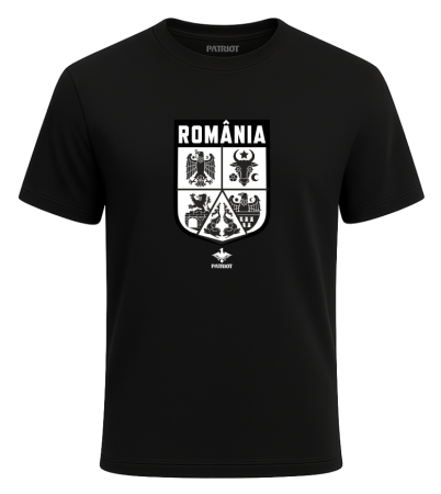 Tricou - Tricou Stema României Regiuni, negru, PAT52