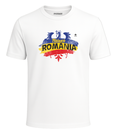 Tricou - Tricou Trăiască România, alb, PAT17