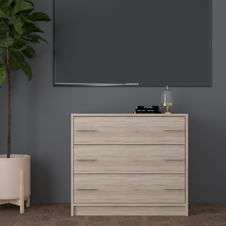 Comoda 3 sertare, Sonoma, 80x45x70 cm [2]