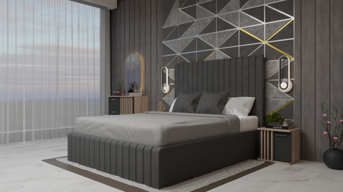 Dormitor Dallas Cu Pat Cairo Tapitat [3]