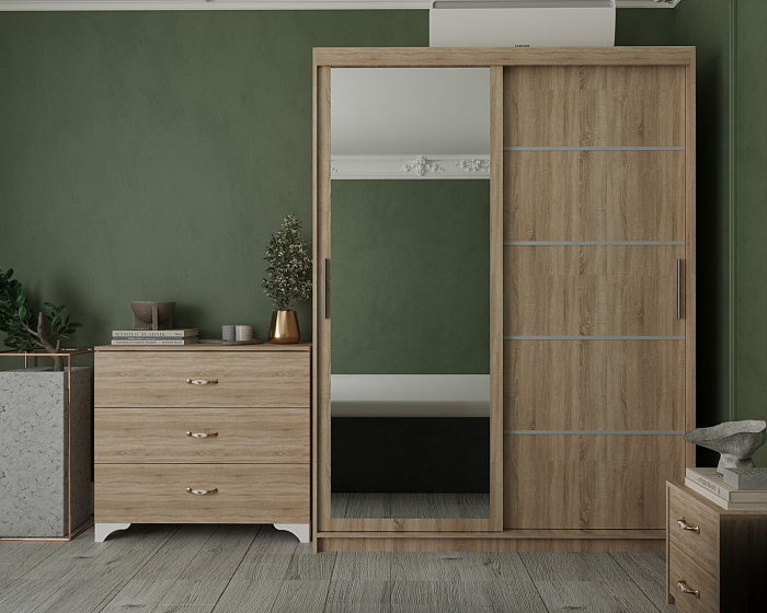 Dormitor Loki Tapitat cu Oglinda Sonoma&Gri [2]