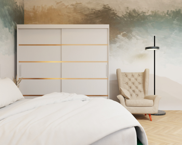 Dormitor Lotus Pat Tapitat Dressing 200x200 Alb 2 usi [6]