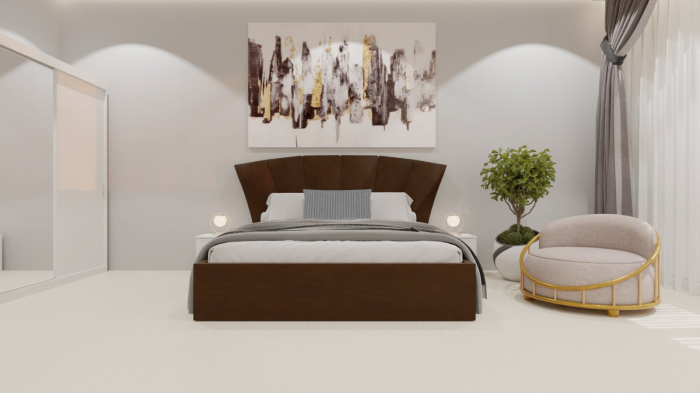 Dormitor Lucas Tapitat Maro 2 Usi Alb cu Oglinda [5]