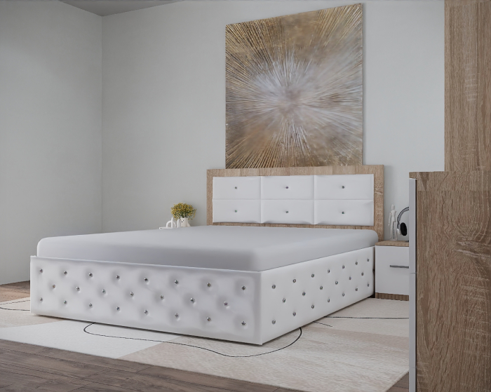 Dormitor Nemira New Sonoma&Alb Tapitat 2 Usi [3]