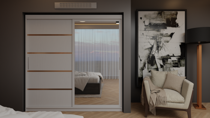 Dormitor Queen Pat Tapitat Dressing 200x200 Alb Cu Oglinda [4]