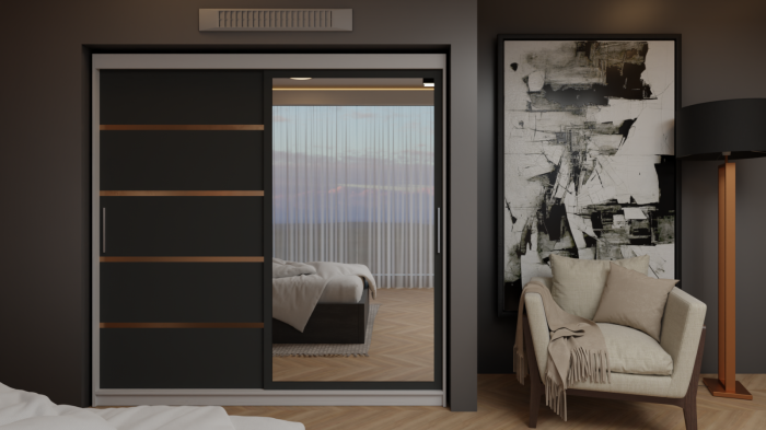 Dormitor Queen Pat Tapitat Dressing 200x200 Alb&Gri Antracit Cu Oglinda [4]