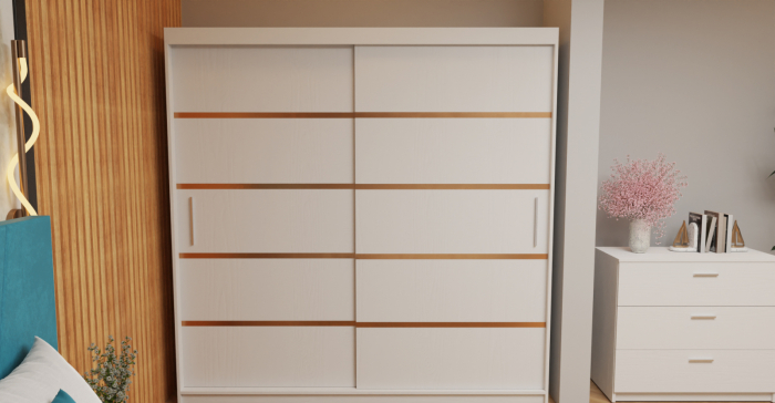 Dormitor Tony Tapitat Stofa Turcoaz cu dulap 200*200 usi glisante Alb, noptiere si comoda [4]