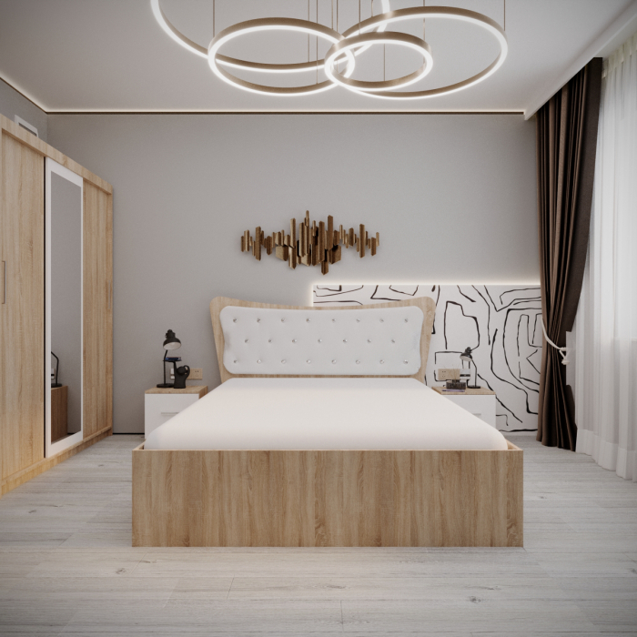 Dormitor Vista Tapitat Sonoma&Alb 3 usi [3]