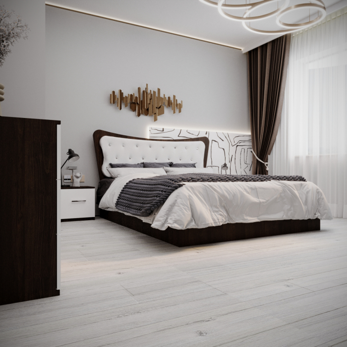 Dormitor Vista Tapitat Wenge&Alb 3 usi [2]