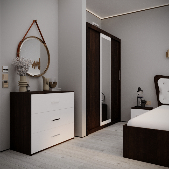 Dormitor Vista Tapitat Wenge&Alb 3 usi [4]