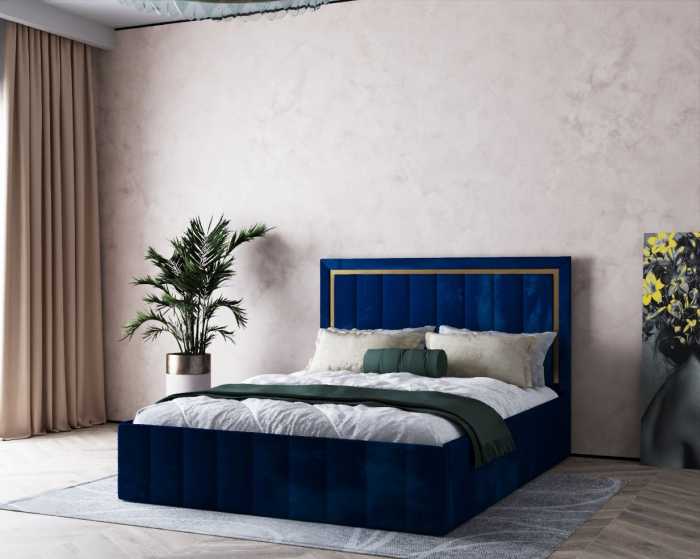 Pat  Elegance Tapițat  Albastru  140x200 [6]