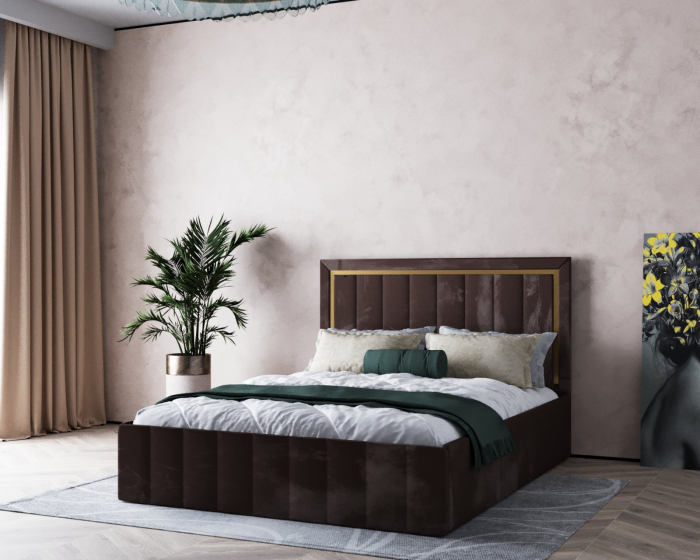 Pat  Elegance Tapițat Maro 140x200 [7]