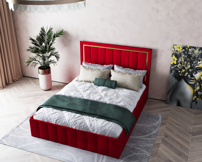 Pat  Elegance Tapițat  Rosu 140x200 [3]