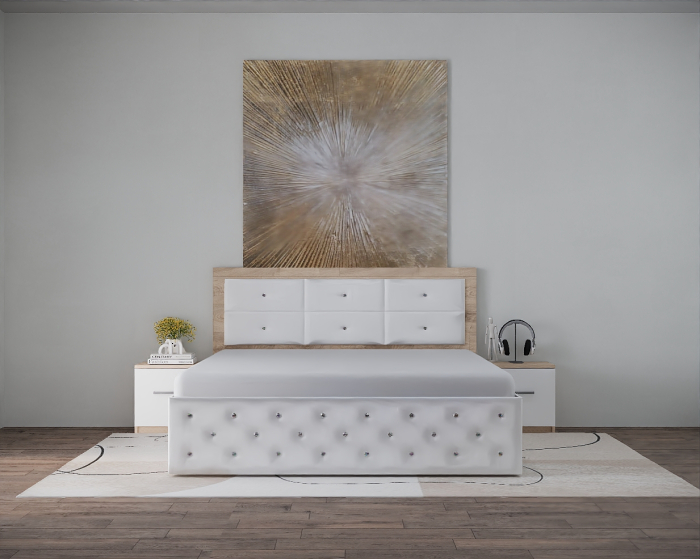 Set Pat Nemira New Sonoma&Alb cu Noptiere [2]