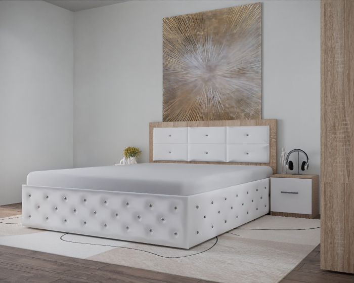 Set Pat Nemira New Tapitat cu Noptiere si Dressing Sonoma&Alb [4]