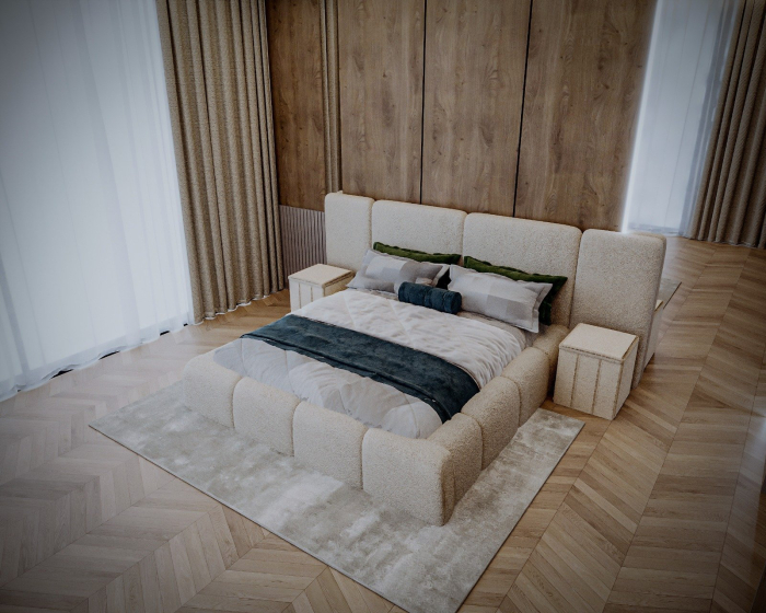 SET Pat ROYAL  cu 2 noptiere tapitate, Saltea inclusa, calitate superioara ✔ [4]